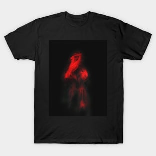 Beautiful girl, like in dream. Beautiful tufts of hair. Bright red. Dark. T-Shirt